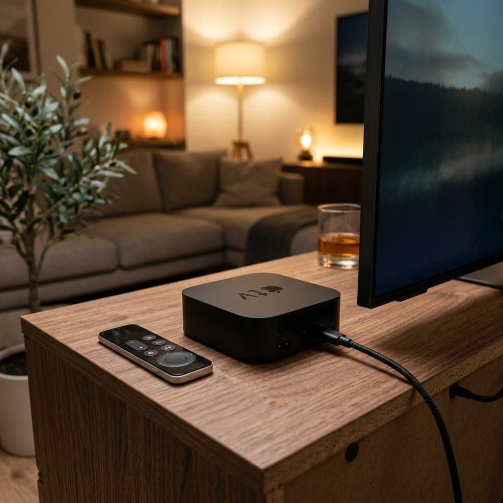 IPTV set-top box connected to a UK television